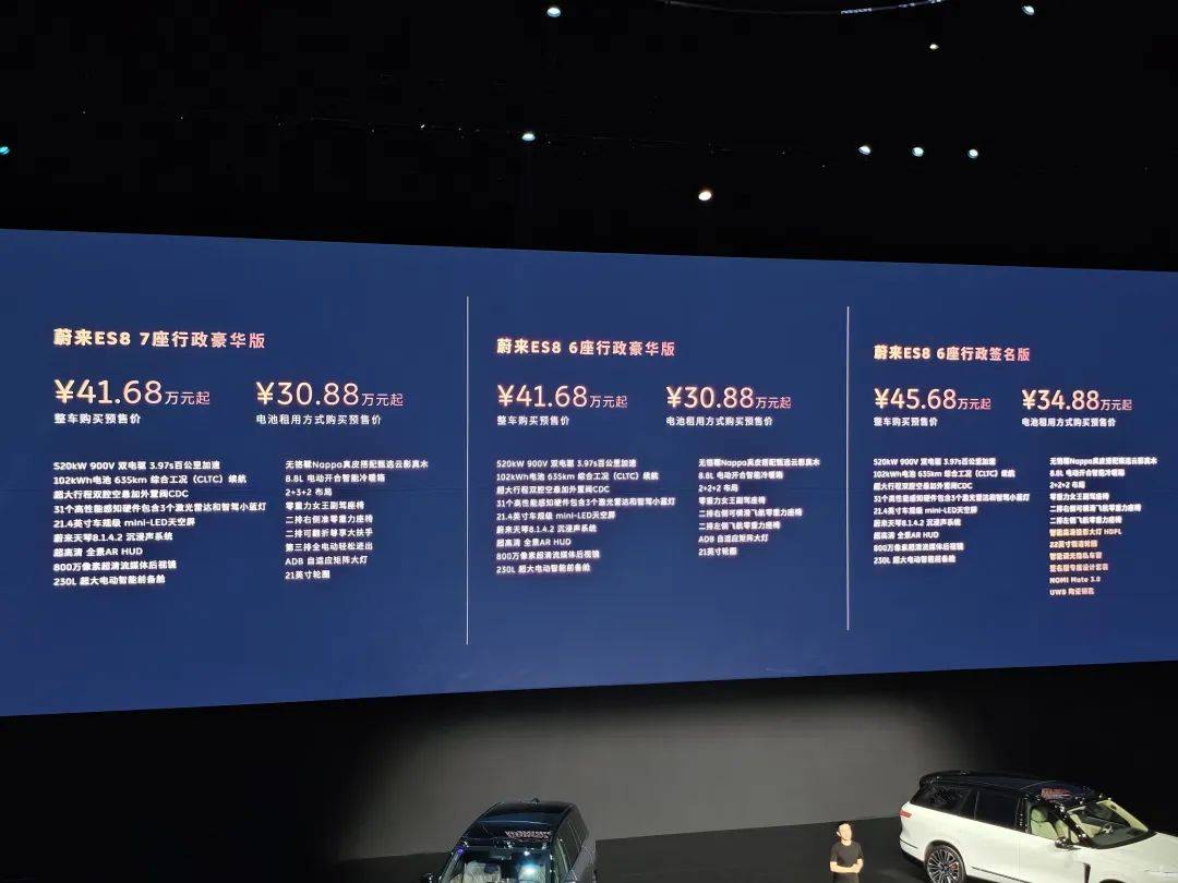 蔚來新 ES8 發布:整車預售41.68萬元起,神璣芯片+NT3.0平臺加持