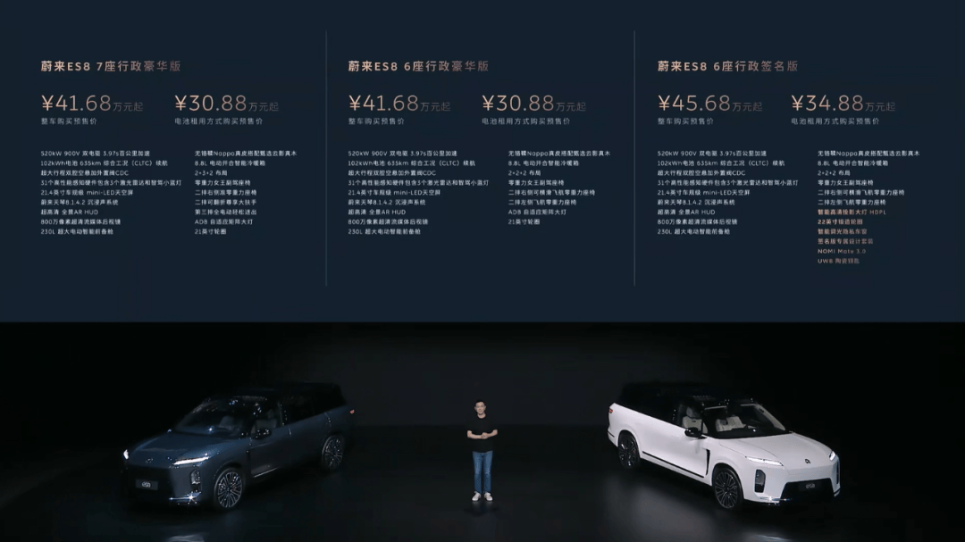 租電價(jià)30.88萬元起,蔚來全新ES8預(yù)售:這次定價(jià)很聽勸